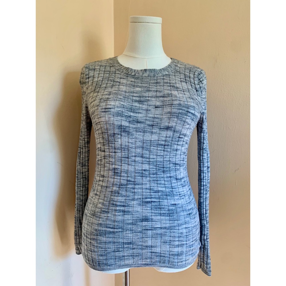 Banana Republic Merino Wool Ribbed Knit Sweater Grey Space Dye XS